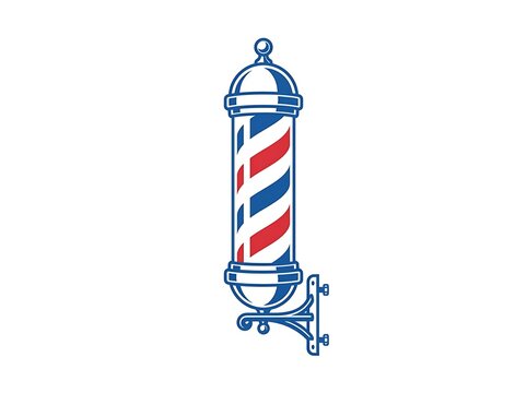 Retro barber shop sign with ornamental bottom mount
