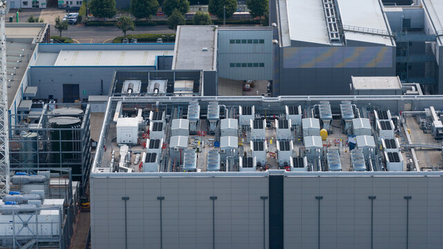 Aerial view of big data center campus in Slough United Kingdom