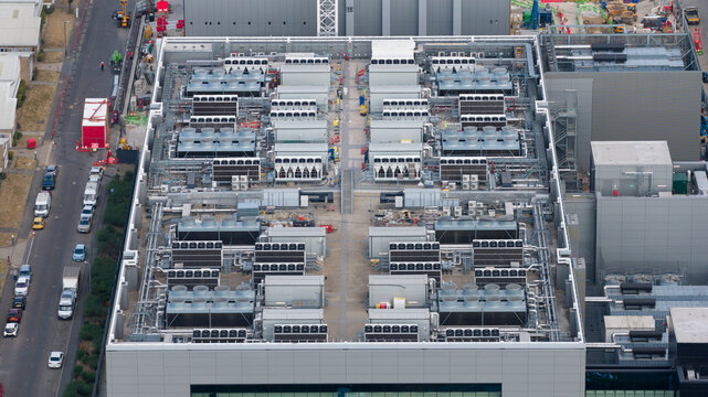 Aerial view of big data center campus in Slough United Kingdom