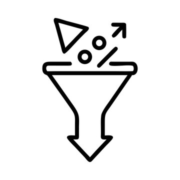 Conversion rate funnel icon, sales percentage arrow symbol, marketing filter growth mark, business analytics increase sign, lead optimization vector, Web icon, App icon, Outline icon, Editable stroke,