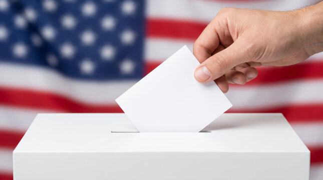 Election usa midterm campaign ballot vote Election usa midterm campaign ballot vote hand place paper. us united america vote ballot 2026. government politic democracy candidate, patriotic banner