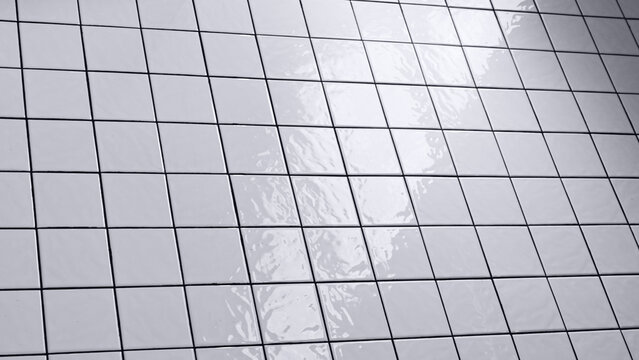 white tile surface, mesh grid structure with bold black line