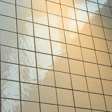 white tile surface, mesh grid structure with bold black line