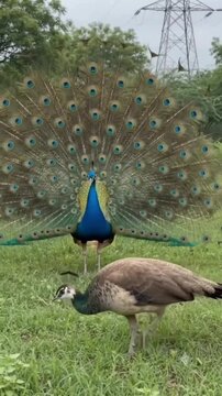 peacock with feathers