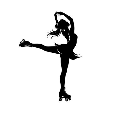 Silhouette of a woman performing ballet on roller skates