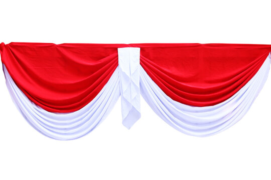 Red and White Flag Drapery Vector Style Ribbon Backdrop