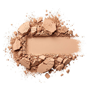 Crushed Makeup Powder Isolated on Black Background, Beauty Product Sample