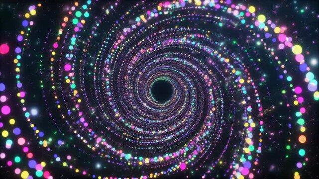 Colorful Glowing Particle Spiral Motion 4K Generative AI