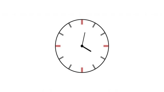 Analog clock spinning rapidly on white background with black and red variations