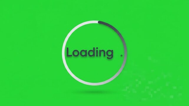 Green loading screen with progress circle on vibrant background