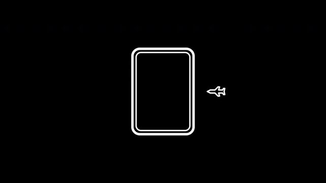 Smartphone toggling airplane mode flight flight offline icon white outline black background