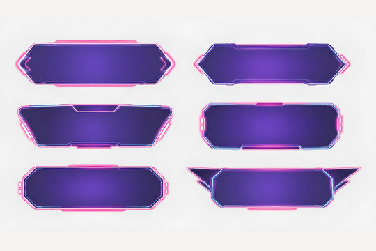 Futuristic HUD Banner Frame Set Sci Fi Neon Interface UI Game Asset Collection