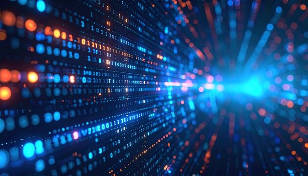 Abstract Binary Code Data Stream Visualization