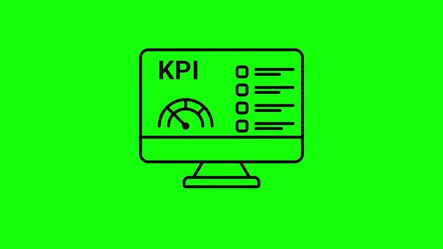 KPI dashboard analytics line icon on chroma key green screen background