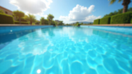 Fototapeta premium Reflective Pool Surface with Summer Sky