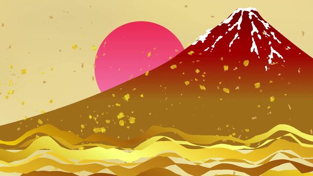 Mount Fuji and Rising Sun 4K