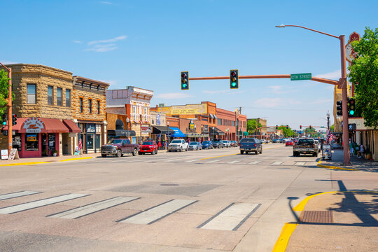General view of historic Sheridan Avenue in downtown Cody, Wyoming, founded in 1896 by William "Buffalo Bill" Cody and known as the gateway to Yellowstone Park, July 21 2026.