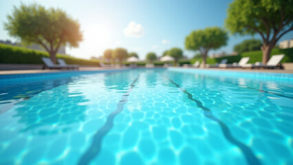 Fototapeta premium Swimming Pool in Summer Landscape for Marketing Text