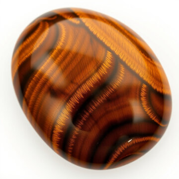 Polished tiger's eye gemstone with golden chatoyancy