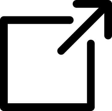 External Link Icon PNG Isolated on Transparent Background, Minimal Outline Symbol with Arrow for Open and Redirect
