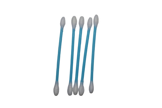 Blue Cotton Swabs Vector Set with White Tips, Personal Hygiene and Ear Cleaning Care Essentials