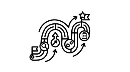 Fototapeta premium Abstract business process flowchart with icons representing stages