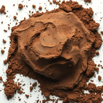 Wet brown clay soil texture on white background