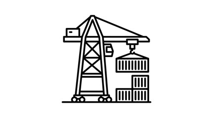 Fototapeta premium Industrial crane lifting shipping container for logistics and transport