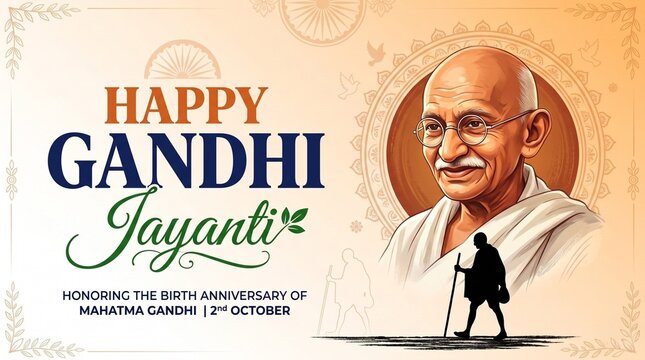 Realistic vector illustration happy gandhi jayanti