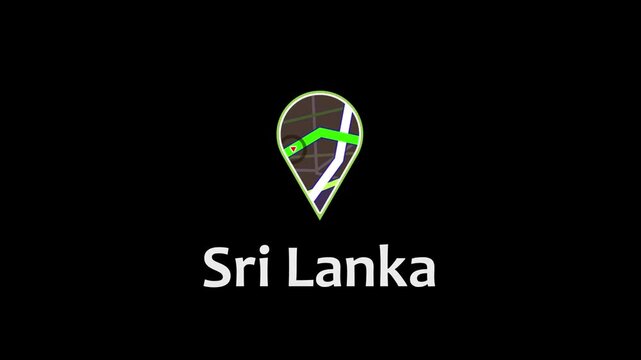 Abstract Digital Navigation Interface with Glowing Green GPS Path and Location Marker on Sri Lanka Map, Futuristic Geometry Lines and Tracking System
