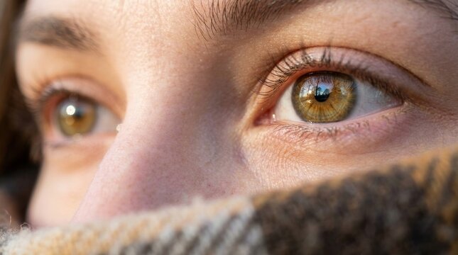 Detailed human eyes featuring shimmering iris reflections natural daylight realistic macro aesthetic visual storytelling composition perfectly