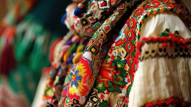 Close up of traditional textile patterns