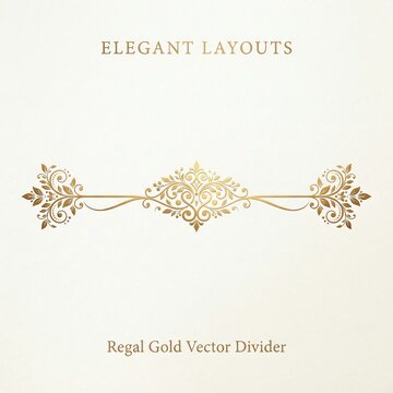 Elegant Gold Vector Divider with Ornamental Design for Invitations and Decorations.