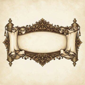 Elegant Vintage Scroll Frame for Invitations or Signage.