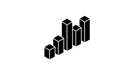 Fototapeta premium Isometric Black Bar Chart Vector Icon for Business Analytics, Data Visualization, and Financial Growth