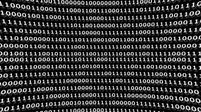 Digital binary code stream background, abstract data flow animation, cyber security and technology concept
