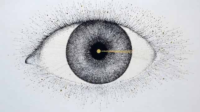 Abstract pen‑drawn eyes
