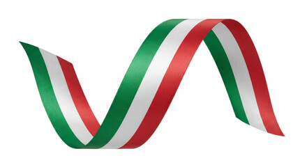Obraz premium A wavy silk ribbon featuring the colors of the italian flag flowing in a graceful curve presented as an object isolated on transparent background