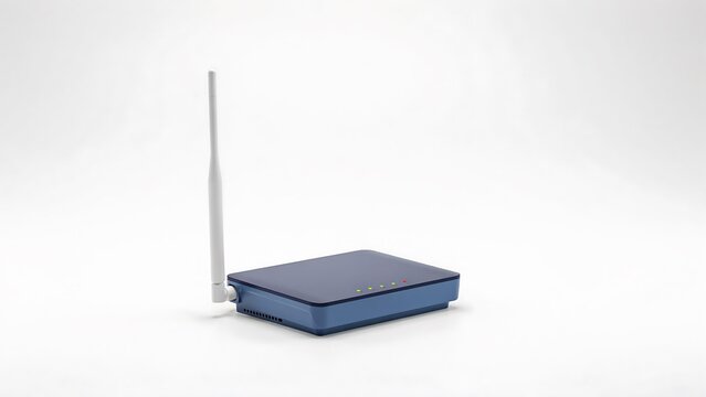 Title:
Wireless router with external antenna isolated on white background illustration