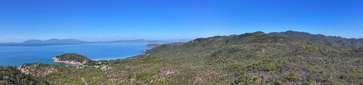 Spectacular aerial Panorama of Arcadia Magnetic Island Queensland Australia