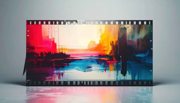 Abstract sunset frame on film reel.