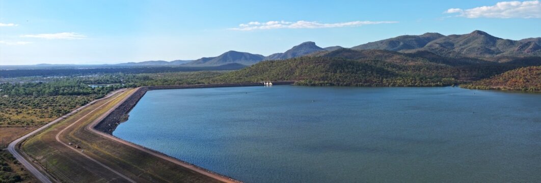 Spectacular aerial Panorama of Ross River Dam Townsville Queensland Australia