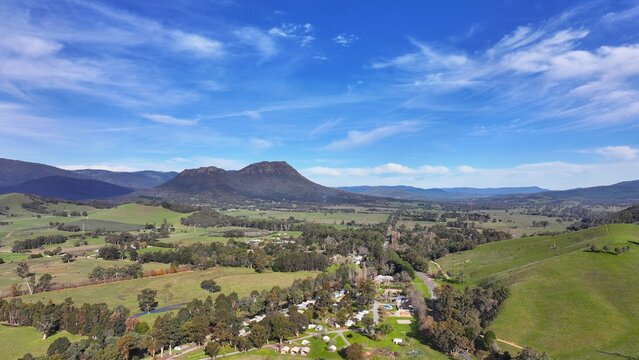 Spectacular aerial photo of Taggerty and Cathedral Mountain Victoria Australia