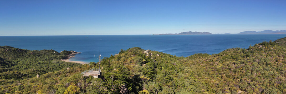 Spectacular aerial parorama of The Forts Magnetic Island Queensland Australia