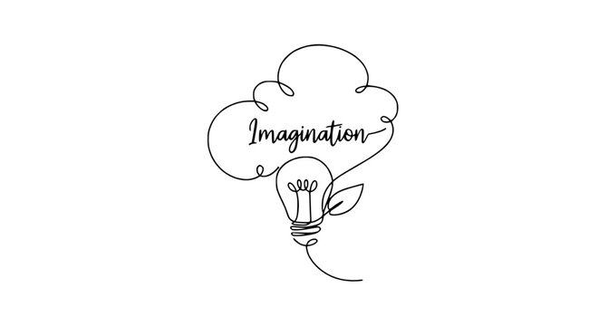 Imagination concept: light bulb cloud with word, isolated on transparent background