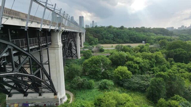 Aerial view of highway bridge in Toronto (Don Valley Parkway)