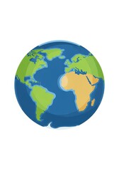 Fototapeta premium Stylized Earth Globe Illustration Showing Africa Europe and Americas on White Background for Global Concepts