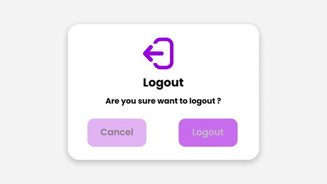 User interface popup confirming a logout action and asking the user to either cancel the request or proceed with logging out of the current app now