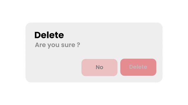 Minimal user interface popup asking the user to confirm a delete action with a simple straightforward no or delete choice button clearly shown here