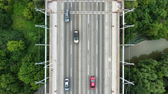 Aerial view of highway bridge in Toronto (Don Valley Parkway)